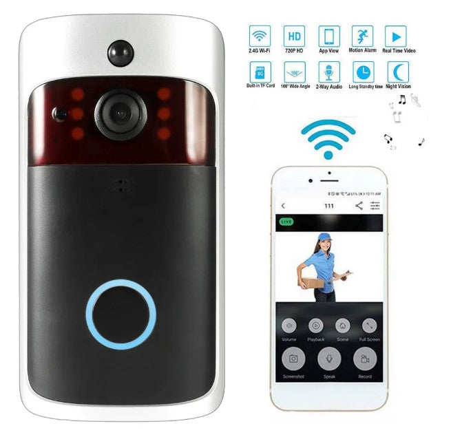 Smart WiFi Video Doorbell - Night Vision & Two-Way Audio | Black