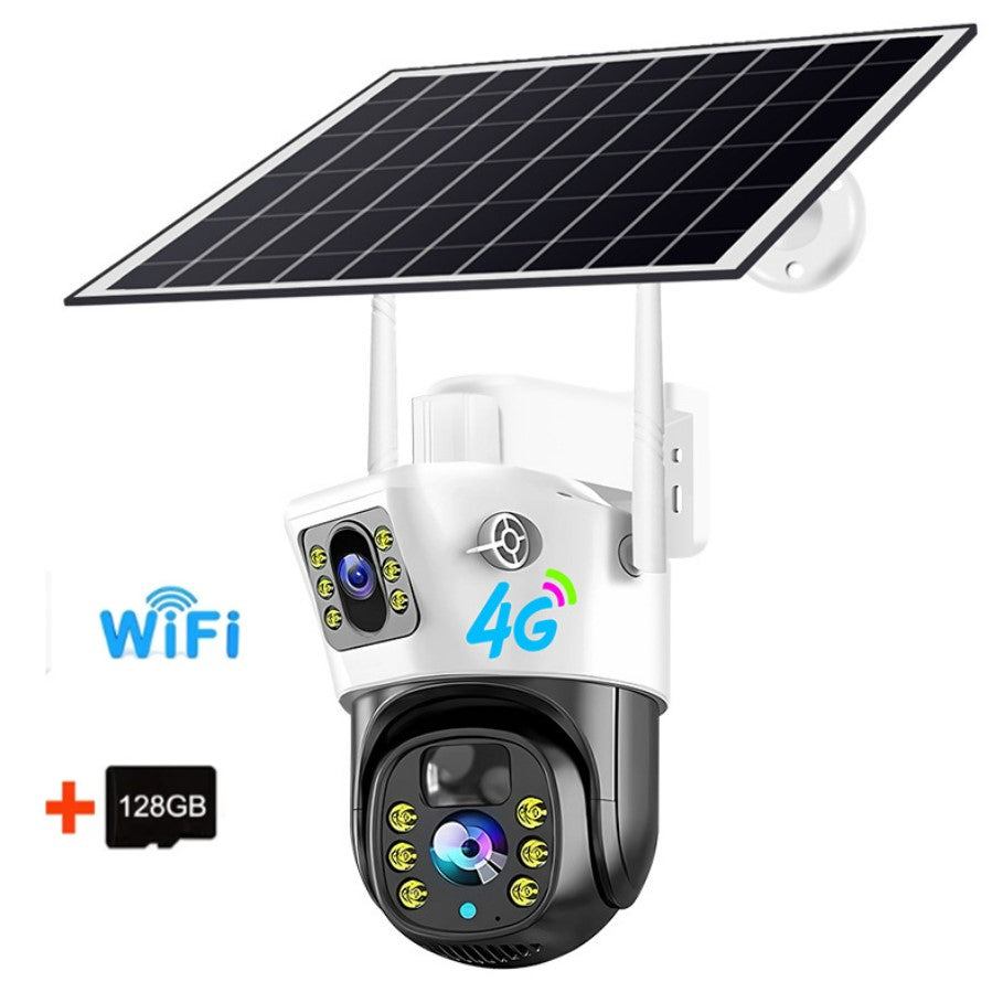 4MP Solar Security Camera - WiFi Dual Lens with 128GB Storage