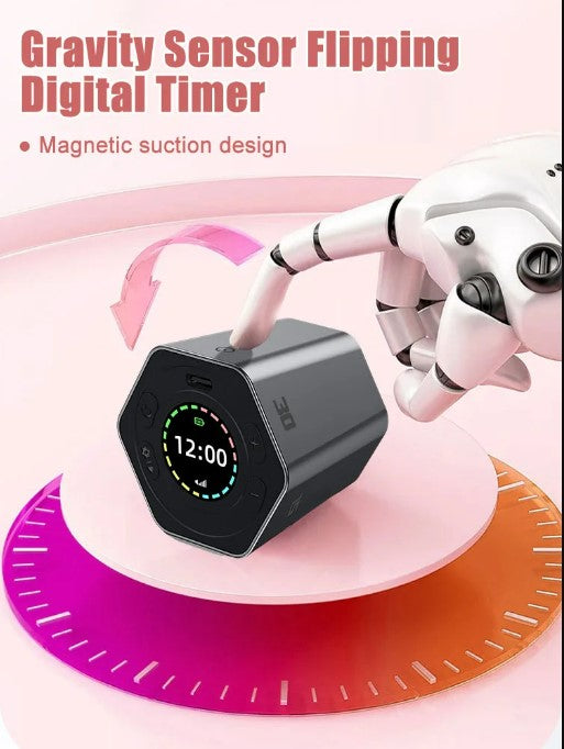 Hexagon Digital Timer - Magnetic Productivity Cube | Black