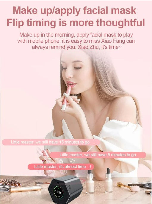 Hexagon Digital Timer - Magnetic Productivity Cube | Black