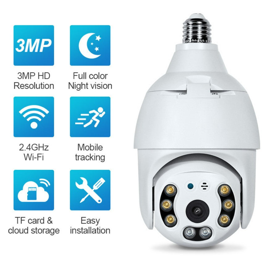 3MP Smart Lamp Security Camera - WiFi Indoor Surveillance