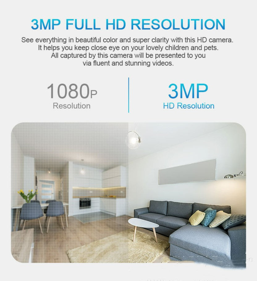 3MP Smart Lamp Security Camera - WiFi Indoor Surveillance