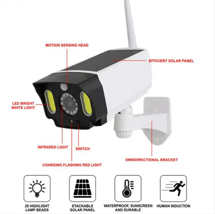 Solar Security Camera with LED Light & Radar Motion Sensor