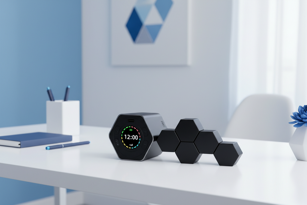Hexagon Digital Timer - Magnetic Productivity Cube | Black