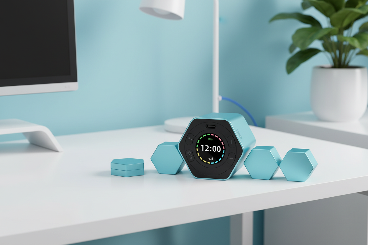 Hexagon Digital Timer - Magnetic Productivity Cube | Blue