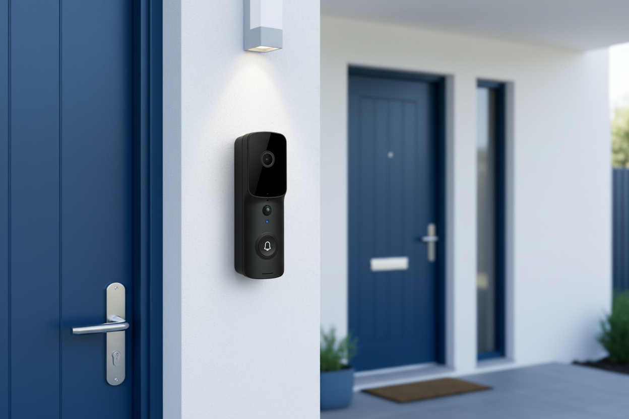 WiFi Smart Video Doorbell Camera mounted on modern home entrance
