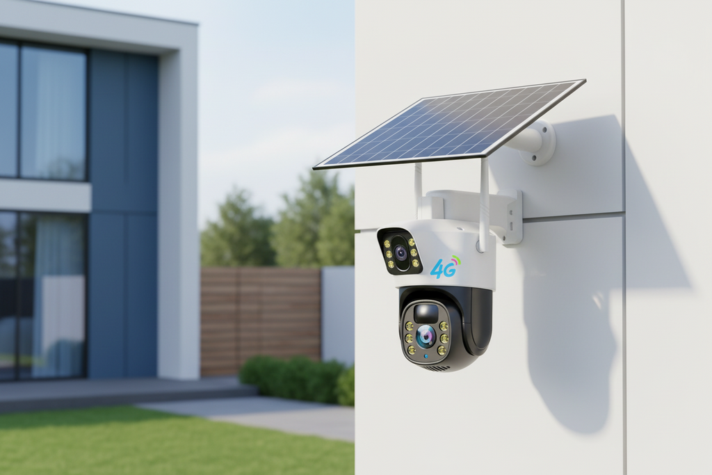 4MP Solar Security Camera - WiFi Dual Lens with 128GB Storage